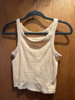 Everlane The Pima Micro-Rib Short Tank in Melon, size L
